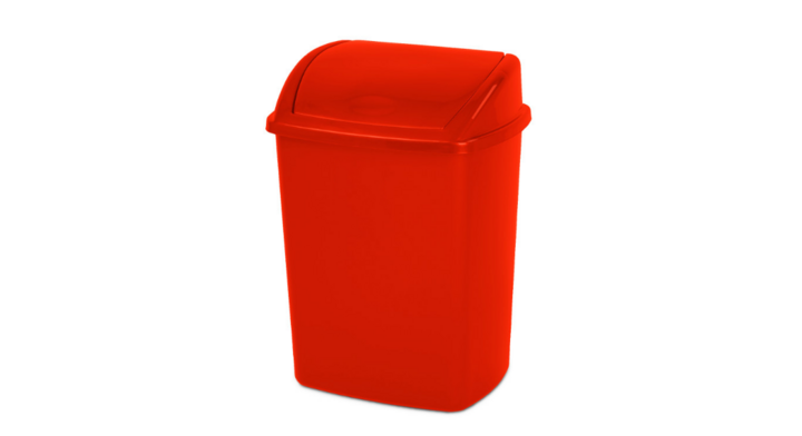 Afvalbak met swingdeksel, 50 liter, rood, VB 009349