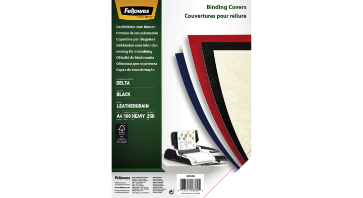 Voorblad fellowes a4 lederlook zw(5370405)