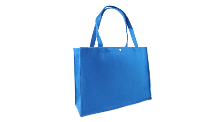 Draagtas, 45+15x33cm, vilt met drukknoop, blauw (50 stuks)