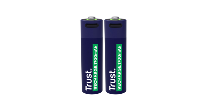 Batterij trust usb-c oplaadbaar aa 2 stuks(8713439255843)