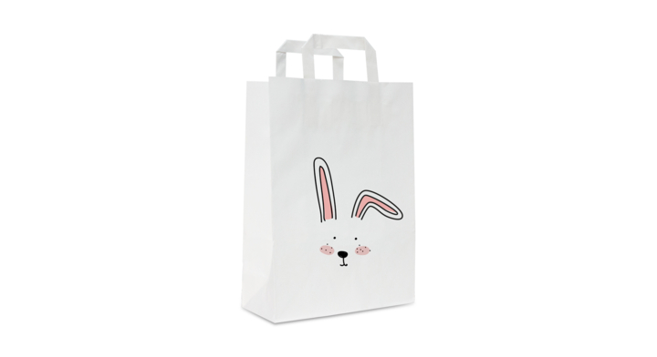 Pasen papieren draagtassen,Rabbit, 22+10x31cm, wit, (250st)