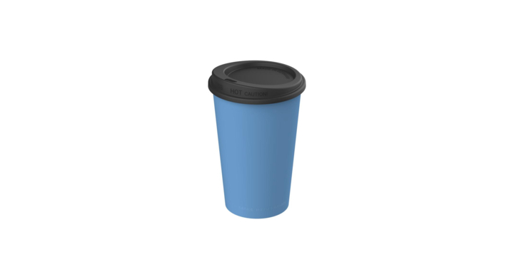 Kunststof beker to go, 300ml, blauw met zwart deksel