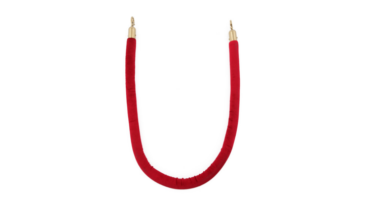 Koord van velours met sluithaken, rood/messing, VB 944135