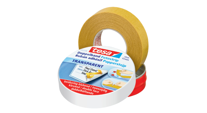 Fototape tesa film 10mx15mm 2-zijdig in blik(05338-00000-01)