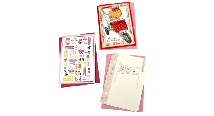 Paperclip, navulset wenskaarten, geboorte dochter (6 stuks)