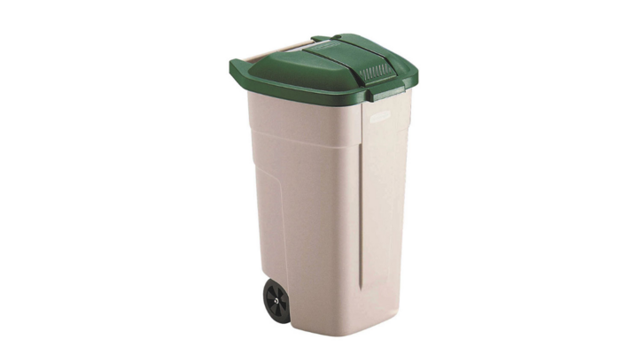 Afvalcontainer, 100 liter, beige/groen, VB 002900