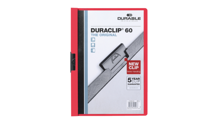 Klemmap durable 2209 a4 pl/tr 6mm rood