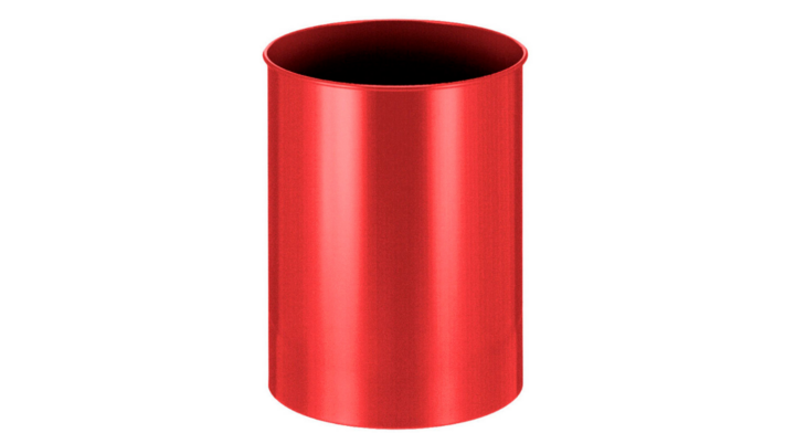 Metalen papierbak, rond, 30 liter, rood, VB 100300