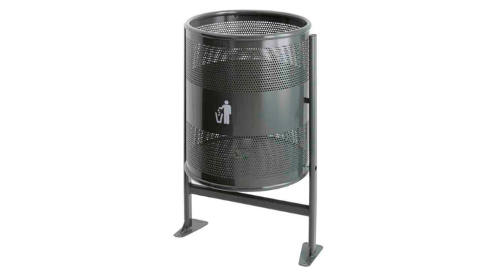 Afvalbak rond op paal, 80 liter, grafiet, VB 713000