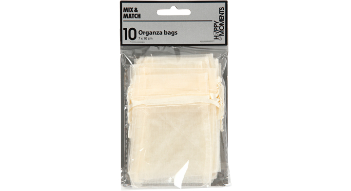 Organza zakjes creotime 7x10cm off-white(4743921)