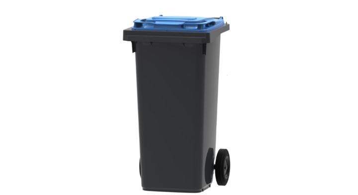 Mini-rolcontainer, 120 liter, grijs/blauw, VB 120000
