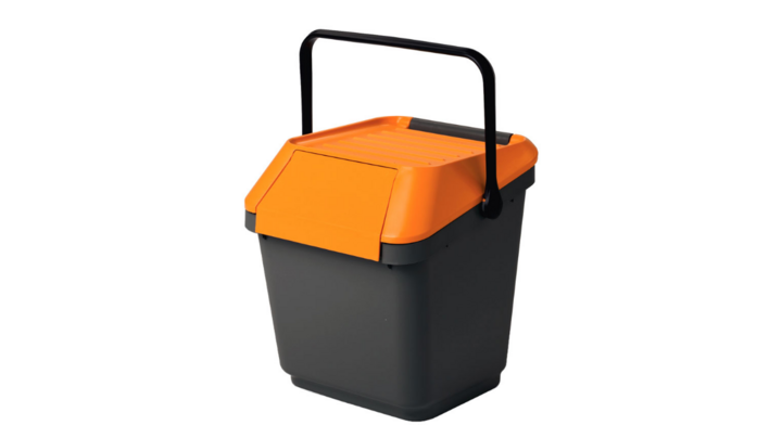 Easymax, stapelbare afvalbak, 35 ltr, grijs/oranje,VB 187843