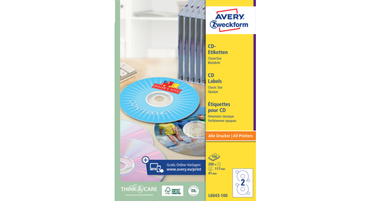 Etiket avery cd l6043-100 200st