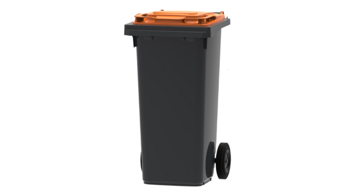 Mini-rolcontainer, 120 liter, grijs/oranje, VB 120000