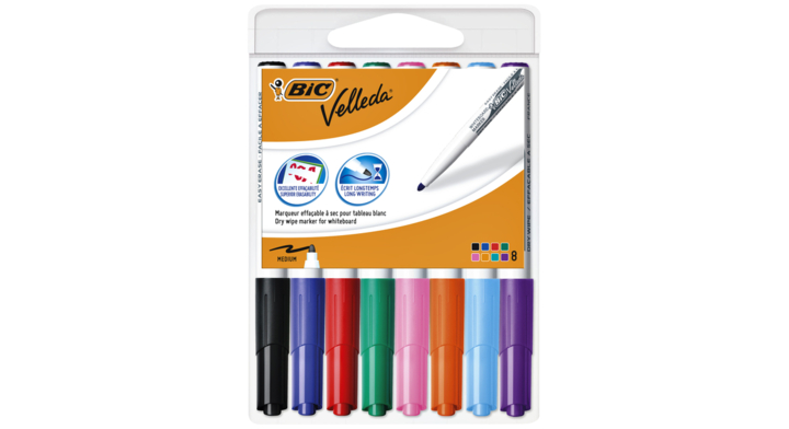 Viltstift bic 1748 whiteboard rond 2mm 8st ass