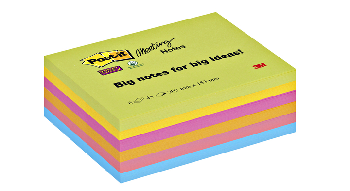 Post-it 3M, memoblok, 203x153mm, super sticky assorti, 8645
