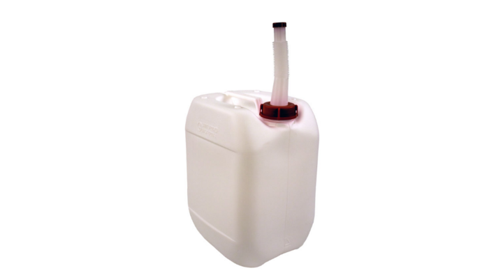 Jerrycan met schenktuit, 20 liter, wit, VB 192748 (per pak van 4 stuks)