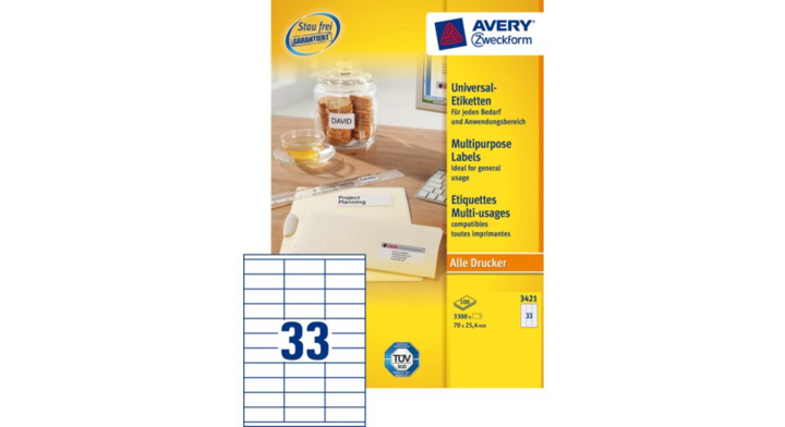 Etiket avery 3421 70x25.4mm 3300st