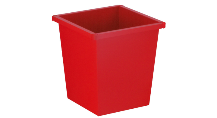 Metalen papierbak, vierkant, 27 liter, rood, VB 102700
