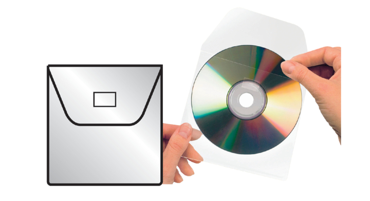 Cd/dvd hoes, 127x127mm, klep niet zelfklevend, transparant