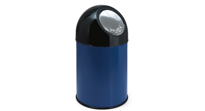 Afvalbak met pushdeksel, 30 liter, blauw/zwart, VB 460001