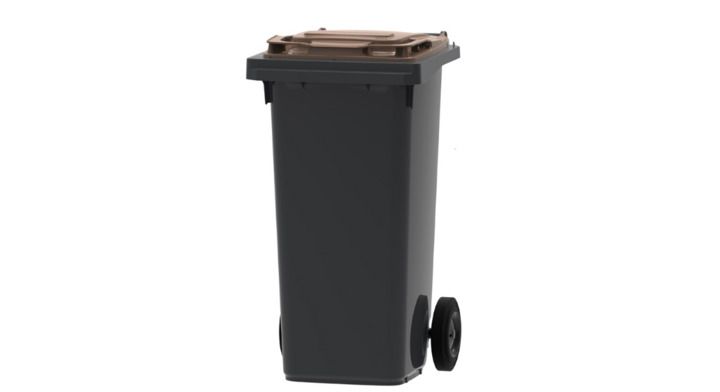 Mini-rolcontainer, 120 liter, grijs/bruin, VB 120000