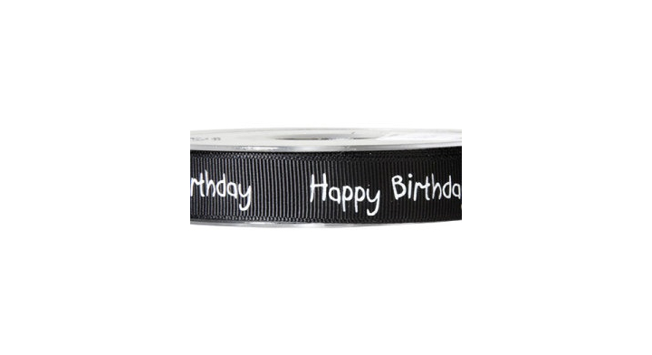 Riblint Happy Birthday grijs 16mmx20m rol