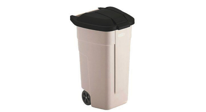 Afvalcontainer, 100 liter, beige/zwart, VB 002900