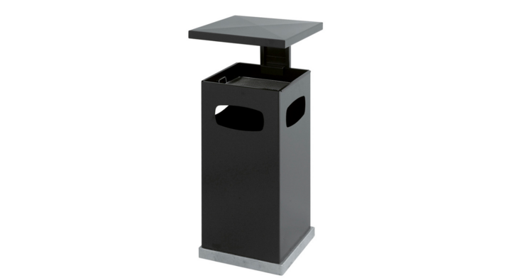 Afvalbak met ashouder en afdak, 70 liter, antraciet, VB 201211
