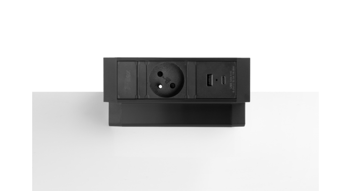 Filex, Power Desk Up 2.0, 1x 230V Frans, USB A+C, zwart