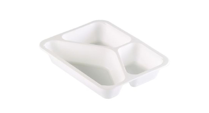 Menuschaal, PP, 227x178x50mm, 2 vak, wit verpakt per 320 stuks