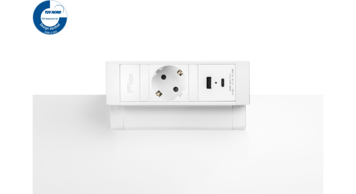 Filex, Power Desk Up 2.0, 1x 230V, 1x USB A+C, wit