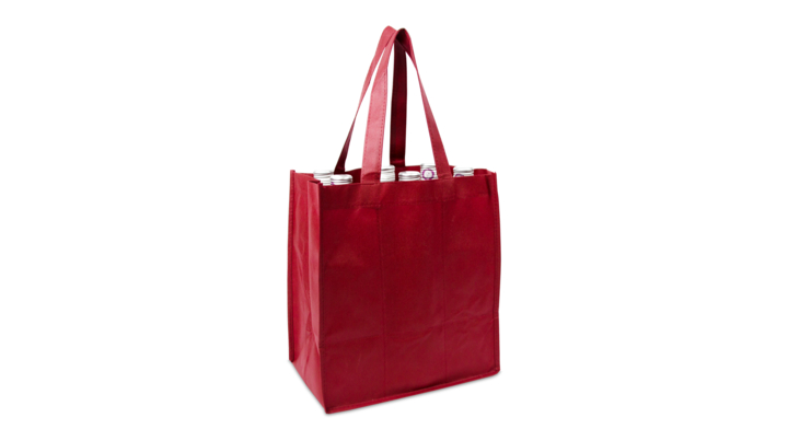 Draagtas, non-woven, 27+19x30cm, voor 6 fles, bordeaux (50)