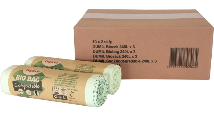 Vuilniszak | BIO | 115x140cm | 240 Liter | Groen | VB 707065 (10 rollen x 3 zakken)