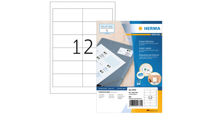 Etiket herma 10781 97x42.3mm wit 960stuks(10781)