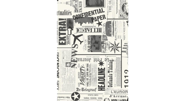 Cadeaupapier 30cmx250m K601352/2 Newspaper Black/Grey