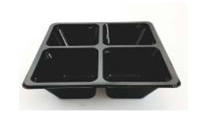 Tapasschaal, PET, 4-vaks, 170x170x44mm, zwart (300)