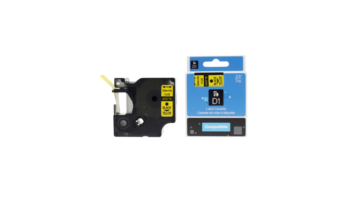 Compatible Lettertape dymo 53718 d1 24mmx7m poly zwart/geel