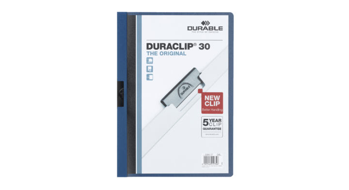 Klemmap durable 2200 a4 pl/tr 3mm blauw