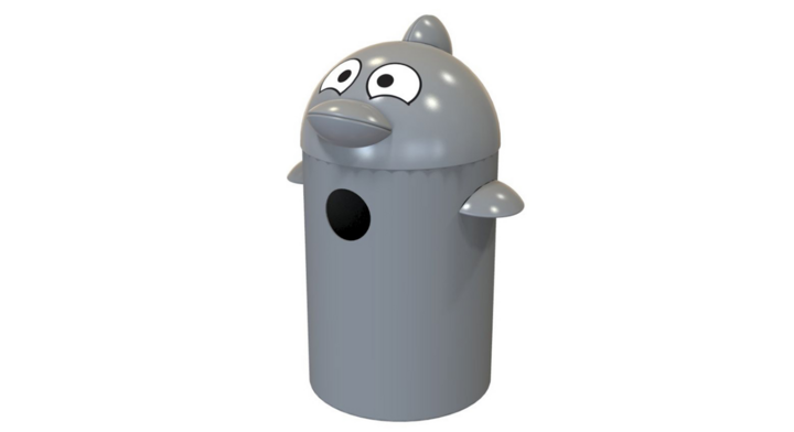 Dolphinbuddy, buitenafvalbak, 55 liter, grijs, VB 061891
