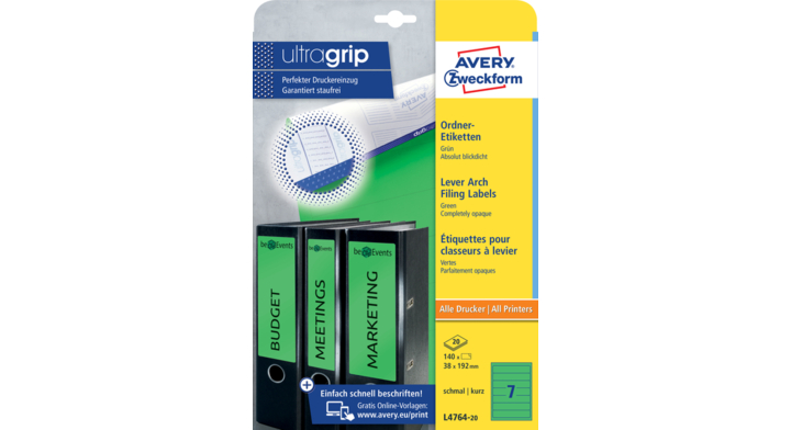 Rugetiket avery l4764-20 192x38mm groen 140st