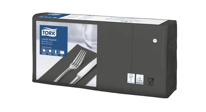 Tork Advanced, servet, 33x33 cm, 2-laags, 1/8 vouw, zwart, 477851 (2000 stuks) 