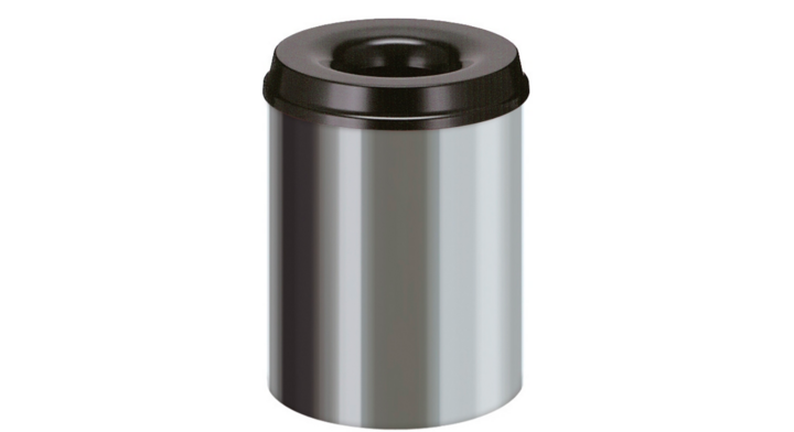 Metalen papierbak, vlamdovend, 15 liter, RVS, VB 101504