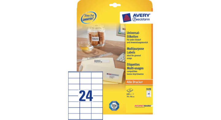 Etiket avery zweck 3490 70x36mm 600st
