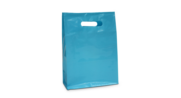 Blokbodemtas, 45+18x48cm, helder plastic, blauw (250 stuks)