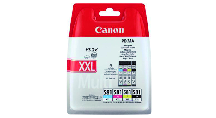 Inkcartridge canon cli-581xxl zwart + 3 kleuren(1998c005)