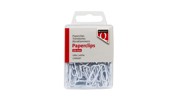 Paperclip quantore 28mm wit 100 stuks(1399287)