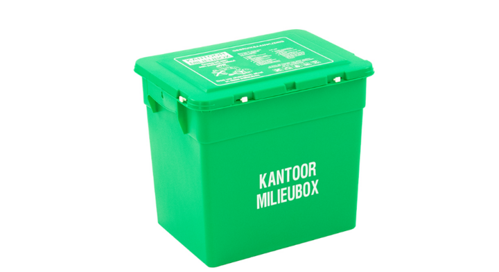 Kunststof milieubox met deksel, 30 liter, groen, VB 420500