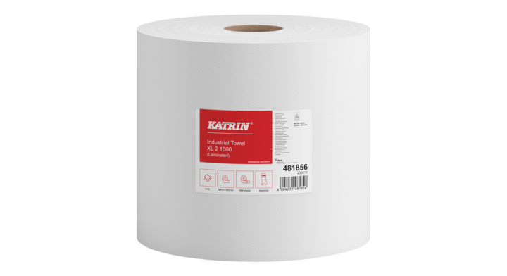 Katrin Plus | Industrierol Poetspapier | 380 Meter | 2-Laags | Wit | 481856 (2 stuks)