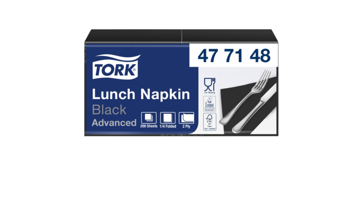 Lunchservet tork advanced vierdevouw zwart(477148)